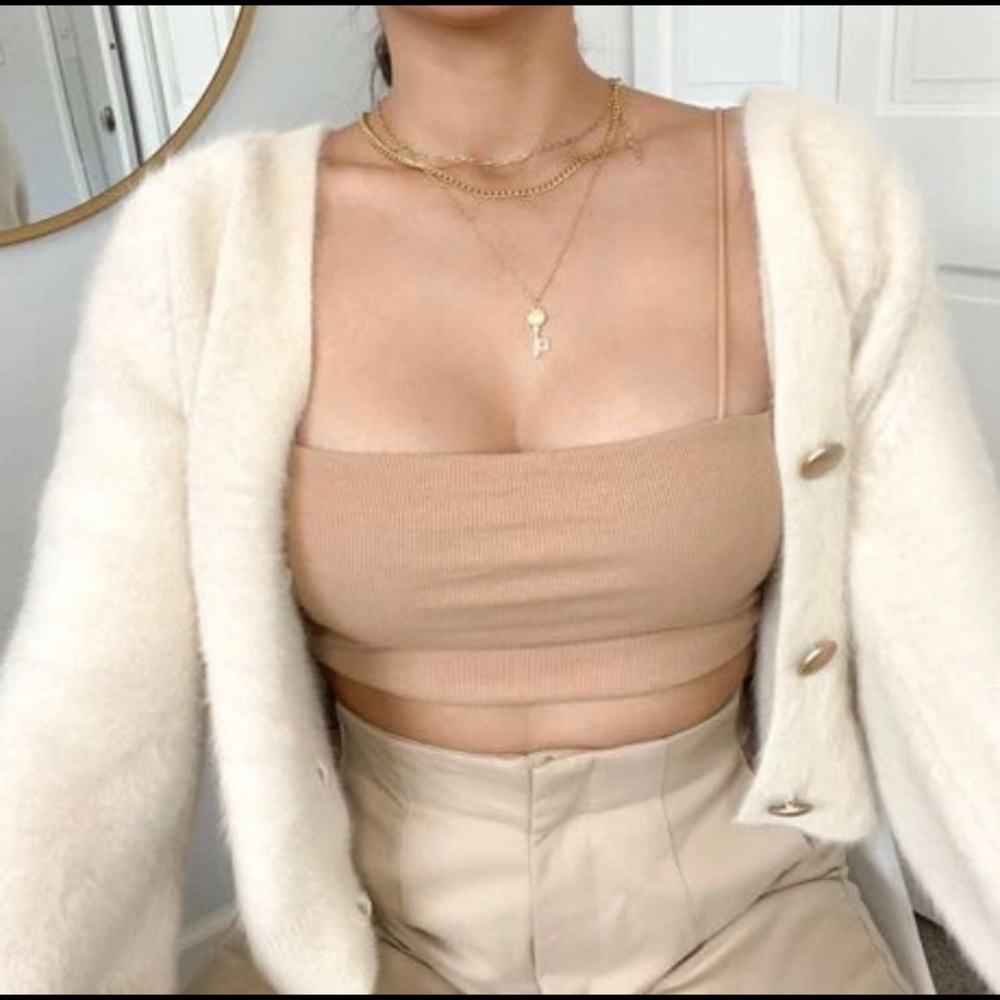 Solid Khaki Cami Crop Top